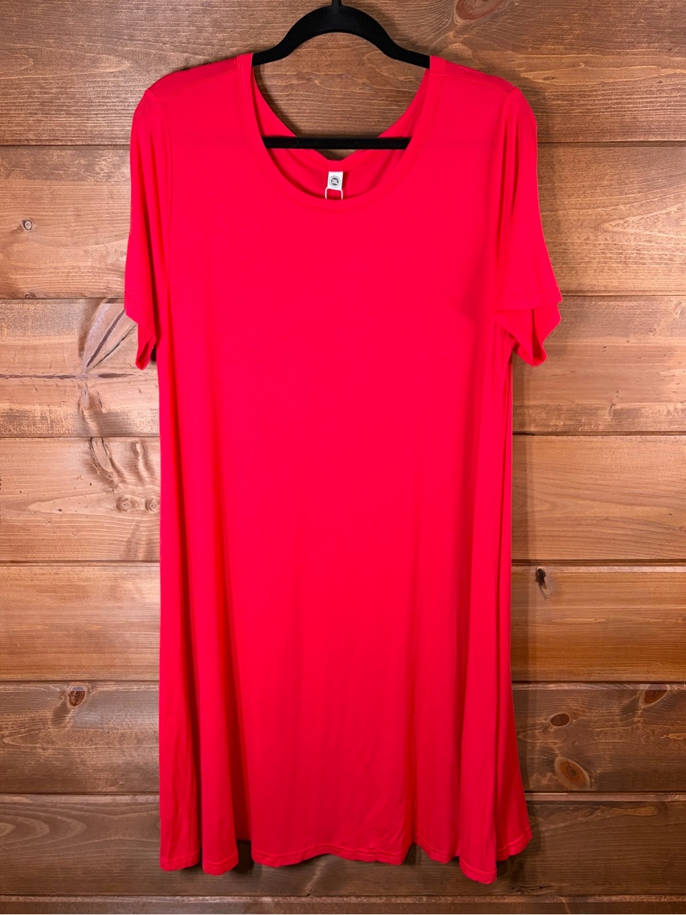 Classic Scoop Neck Midi Swing House Dress in Bright Red Size 2 XL ❤️